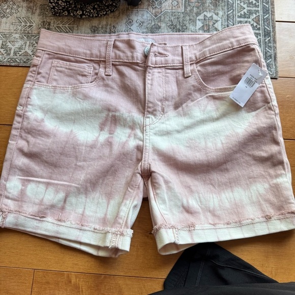 Old Navy Other - Old Navy Pink and White Jean Shorts with Frayed Hem